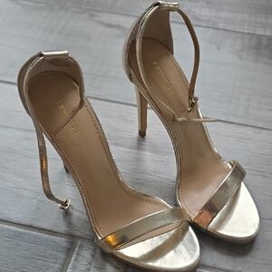 Express Metallic Gold Strappy Heels